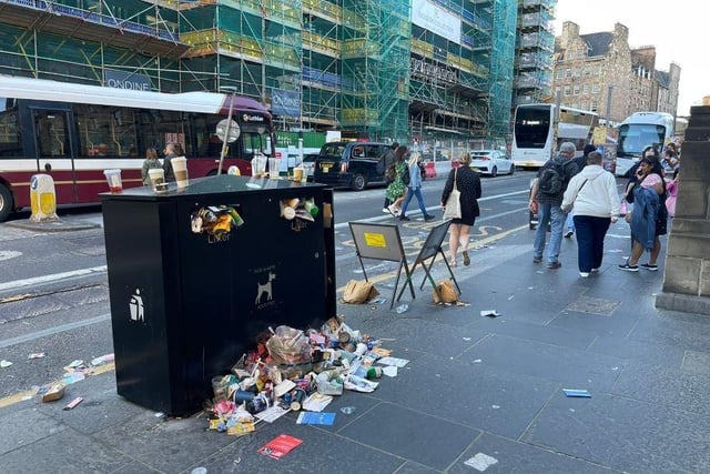 Bins in Edinburgh overflowing