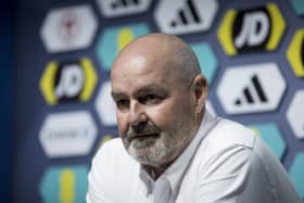 Scotland head coach Steve Clarke outlines his provisional squad for Euro 2024 at Wednesday's Hampden press conference. (Photo by Craig Williamson / SNS Group)