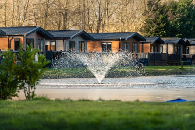 The sprouting fountain on the lake at Allerthorpe Golf & Country Park. Image: Prestige Country Parks