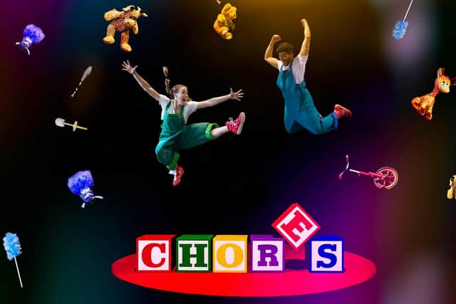 Chores is a comedy-circus show that tells the story of a brother and sister told to clean up their messy room