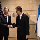 Israeli Minster of Foreign Affairs, Eli Cohen welcomes US Secretary of State Antony Blinken in Jerusalem, Israel. .