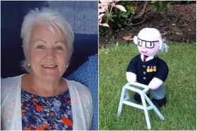 Sheila made the knitted doll of Sir Tom last year and sent it to him as a gift