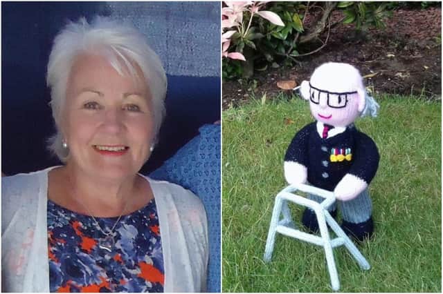 Sheila made the knitted doll of Sir Tom last year and sent it to him as a gift