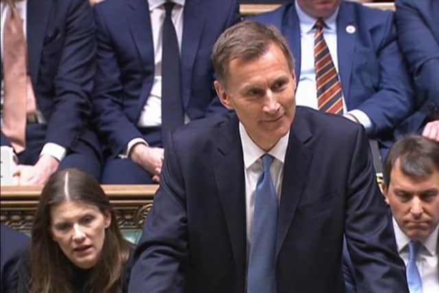 Chancellor of the Exchequer Jeremy Hunt, delivering the budget in the House of Commons. Pic: Parliament TV