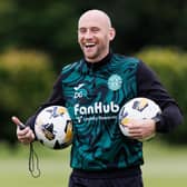 Hibs head coach David Gray during a training session at HTC this week. (Photo by Ross Parker / SNS Group)