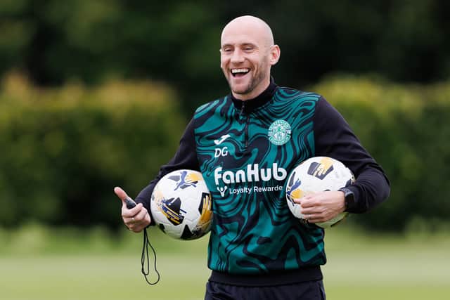 Hibs head coach David Gray during a training session at HTC this week. (Photo by Ross Parker / SNS Group)