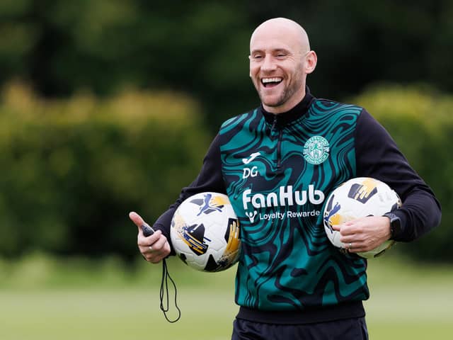 Hibs head coach David Gray during a training session at HTC this week. (Photo by Ross Parker / SNS Group)