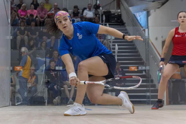 Team Scotland's Georgia Adderley beats Emma Keane of Bermuda during the 2022 Commonwealth Games in Birmingham.