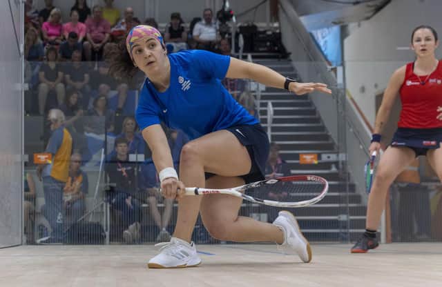 Team Scotland's Georgia Adderley beats Emma Keane of Bermuda during the 2022 Commonwealth Games in Birmingham.