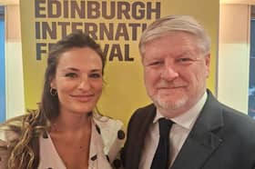 Nicola Benedetti, director of Edinburgh International Festival, which is one of the events which receives funding from  Creative Scotland, with Culture Secretary Angus Robertson