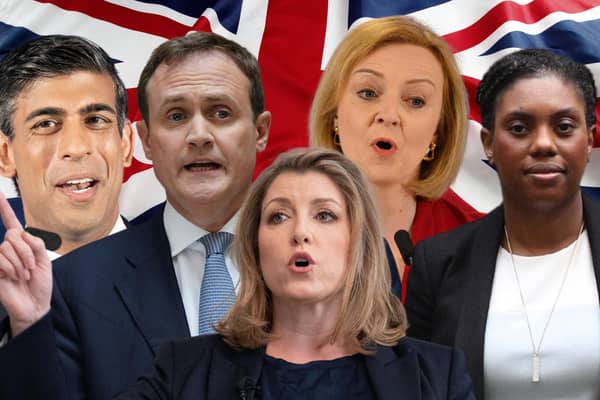 The five remaining Conservative leadership candidates before this evening's vote: Rishi Sunak, Tom Tugendhat, Penny Mordaunt, Liz Truss and Kemi Badenoch: Pictures: PA