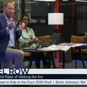 GB News said its presenter Guto Harri breached its "standards" by taking the knee on air in support of England's footballers.