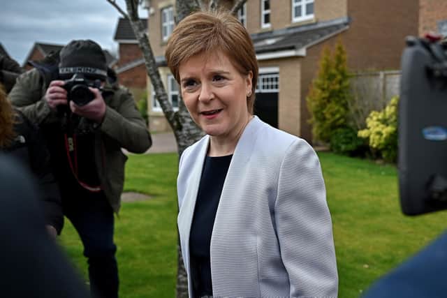 Scotland's First Minister Nicola Sturgeon leaves her home in Glasgow, Scotland. Picture: Jeff J Mitchell/Getty Images