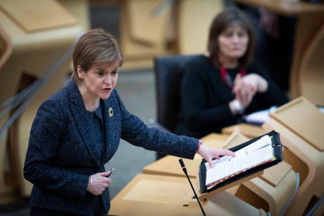 On Tuesday, Ms Sturgeon announced to MSPs that restrictions on care home visits would be eased in early March, along with a phased reopening of schools, and a relaxation of outdoor mixing rules, by the middle of the month. (Photo byJane Barlow-Pool/Getty Images)