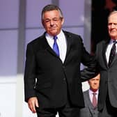 Former Ryder Cup captains Tony Jacklin and Jack Nicklaus during the 2016 Ryder Cup ppening ceremony at Hazeltine National Golf Club in Chaska, Minnesota. Picture: Andrew Redington/Getty Images.