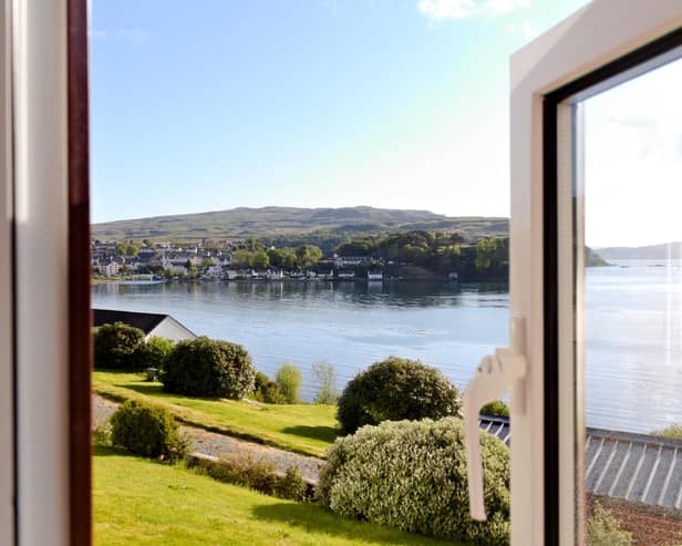 Portree is the capital and only town on Skye Island, the largest island in the Inner Hebrides of Scotland. This photo shows the town from a room nearby. Picture: DYNAMIXX