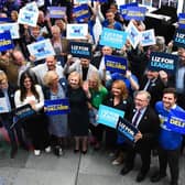 Contender to become the country's next Prime minister and leader of the Conservative party, foreign secretary Liz Truss, is greeted by supporters as she arrives to attend a Conservative Party hustings event in Perth. Picture: Andy Buchanan/AFP via Getty Images