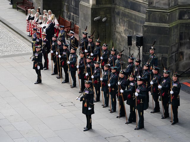 Royal Archers and High Court judges during an Accession Proclamation Ceremony at Mercat Cross, Edinburgh, publicly proclaiming King Charles III as the new monarch. Picture date: Sunday September 11, 2022.