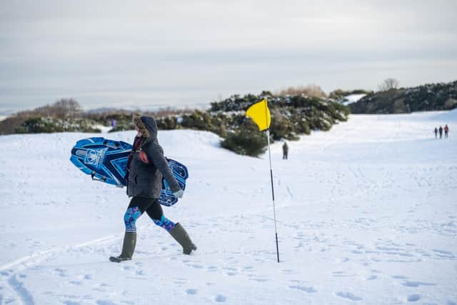 A sledger out on the Braids course in Edinburgh. Picture: Andrew O'Brien.
