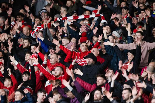 Aberdeen fans at Hampden during last season's Viaplay Cup semi-final against Rangers at Hampden. (Photo by Craig Williamson / SNS Group)