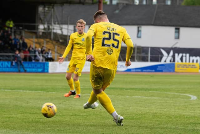James Scott levelled for Hibs - the striker's first goal for 535 days.