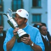 Paul Lawrie kisses the Claret Jug after winning the 1999 Open at Carnoustie. Picture: Getty Images