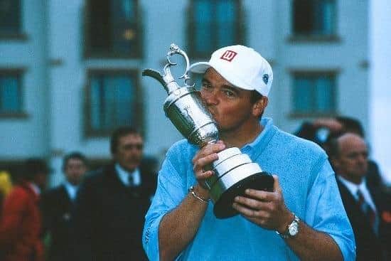 Paul Lawrie kisses the Claret Jug after winning the 1999 Open at Carnoustie. Picture: Getty Images