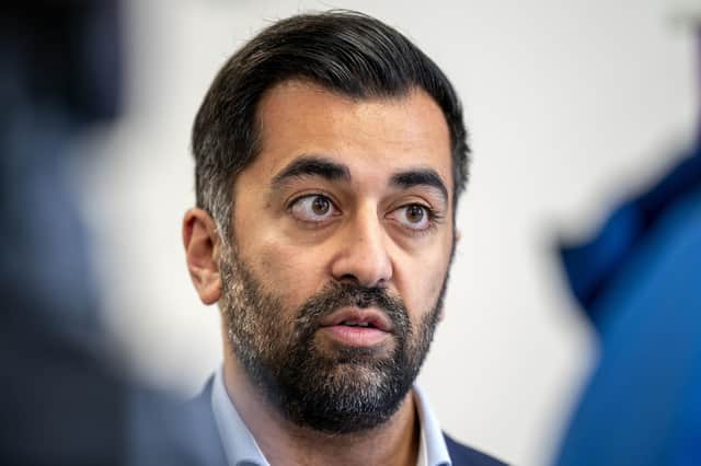 Humza Yousaf speaks to the media during his visit to Scottish Throughcare and Aftercare Forum (STAF)'s offices in Glasgow. Photo: Jane Barlow/PA Wire