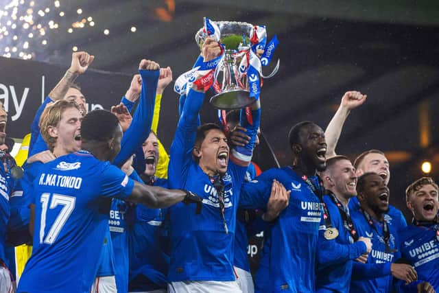 Rangers celebrate winning the League Cup against Aberdeen on Sunday. Now Celtic are in their sights.   (Photo by Craig Williamson / SNS Group)