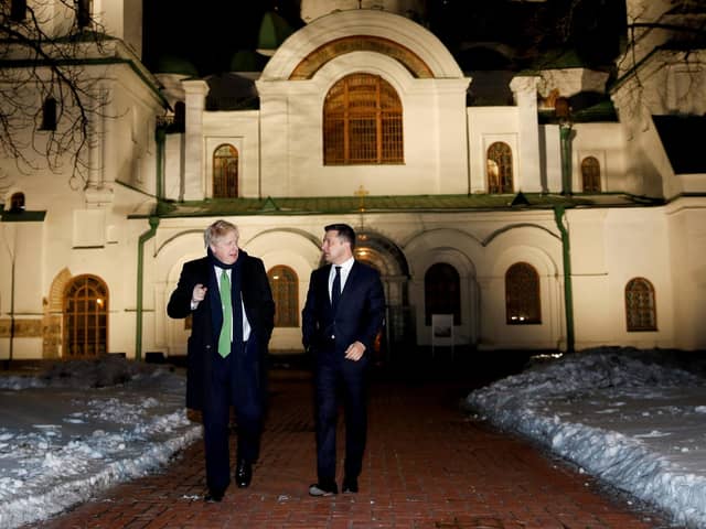 Boris Johnson meets Ukrainian president Volodymyr Zelensky in Kyiv, Ukraine, shortly before the Russian invasion (Picture: Peter Nicholls/PA)
