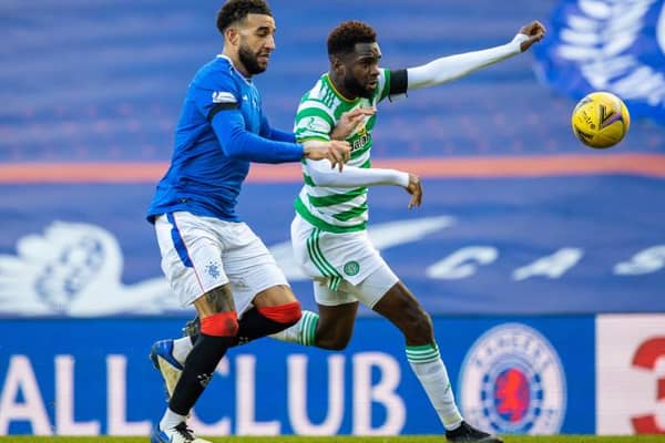 Rangers' Connor Goldson (left) tussles with Celtic's Odsonne Edouard during a Scottish Premiership match between Rangers and Celtic at Ibrox (Photo by Craig Williamson / SNS Group)