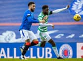 Rangers' Connor Goldson (left) tussles with Celtic's Odsonne Edouard during a Scottish Premiership match between Rangers and Celtic at Ibrox (Photo by Craig Williamson / SNS Group)