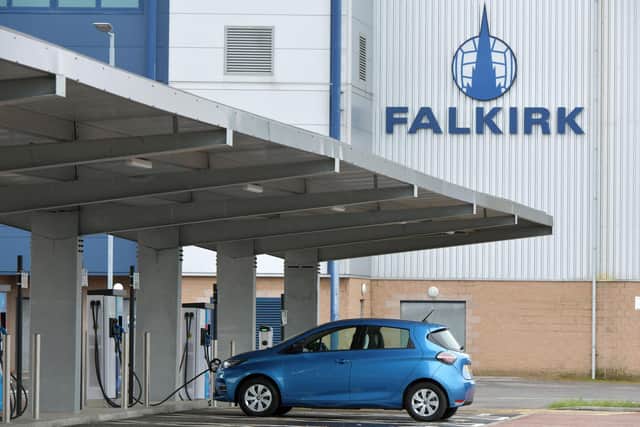 Charging points will be sited at neighbourhood hubs such as Falkirk Stadium rather than on streets. Picture Michael Gillen