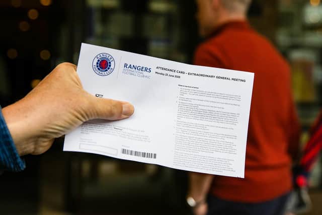 A Rangers fan's attendence card ahead of the egm  (Photo by Alan Harvey / SNS Group)