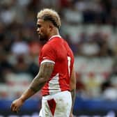 Vaea Fifita of Tonga leaves the field after receiving a yellow card from referee Karl Dickson against Scotland. It was upgraded to a red card by the bunker review. (Photo by Cameron Spencer/Getty Images)