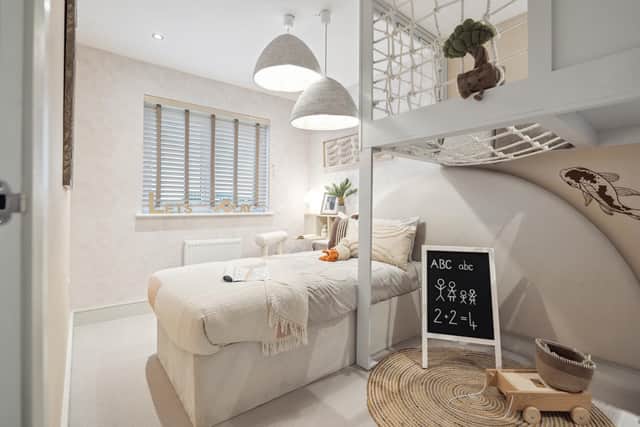 A child's bedroom in the Everett house type