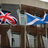 The European Union flag flies outside the Scottish Parliament on January 29, 2020 in Edinburgh alongside the Saltire. Picture: Jeff J Mitchell/Getty Images