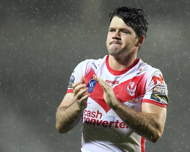 Lachlan Coote of St Helens applauds his fans. (Photo by Charlotte Tattersall/Getty Images)