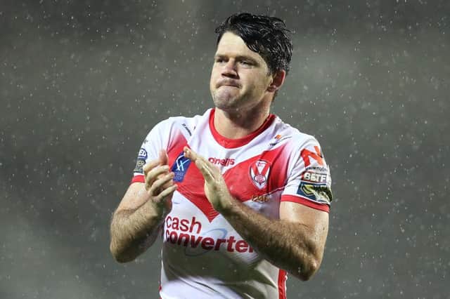 Lachlan Coote of St Helens applauds his fans. (Photo by Charlotte Tattersall/Getty Images)