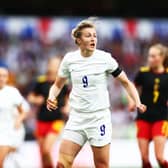 Ellen White of England in action during the Women's International friendly match between England and Belgium at Molineux on June 16, 2022 in Wolverhampton , United Kingdom. (Photo by Naomi Baker/Getty Images)