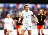 Ellen White of England in action during the Women's International friendly match between England and Belgium at Molineux on June 16, 2022 in Wolverhampton , United Kingdom. (Photo by Naomi Baker/Getty Images)