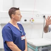 Humza Yousaf visits Forth Valley Royal Hospital, Larbert, to mark the 75th anniversary of the NHS in July (Picture: Lesley Martin/pool/Getty Images)