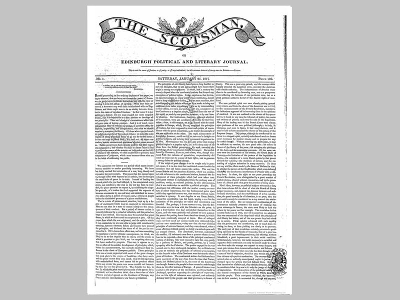 The very first edition of The Scotsman from January 25, 1817