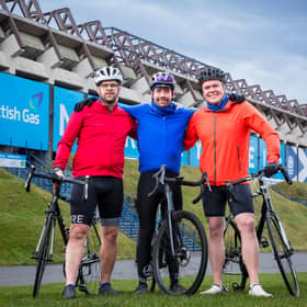 MND Ride to Rome_James Snowdon, Davy Żyw and James Porteous Pic: Tim Edgeler
