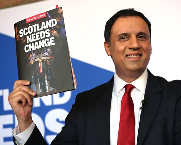 Anas Sarwar unveiling Scottish Labour's manifesto in Edinburgh