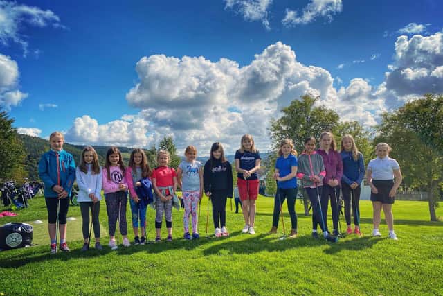 Thirteen girls outnumbered the boys at a recent junior coaching session at Peebles on the back of last year's Solheim Cup in Scotland. Picture: Peebles Golf Club