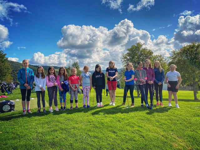 Thirteen girls outnumbered the boys at a recent junior coaching session at Peebles on the back of last year's Solheim Cup in Scotland. Picture: Peebles Golf Club