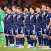 The Scotland team ahead of the match against Vienna.