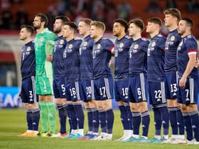 The Scotland team ahead of the match against Vienna.