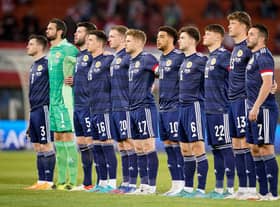 The Scotland team ahead of the match against Vienna.